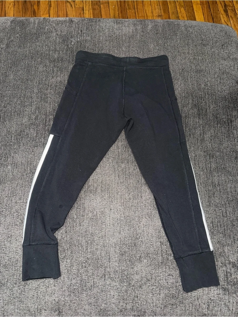 Adidas Girls Black 3-Stripe Leggings with Pockets Size Large 14